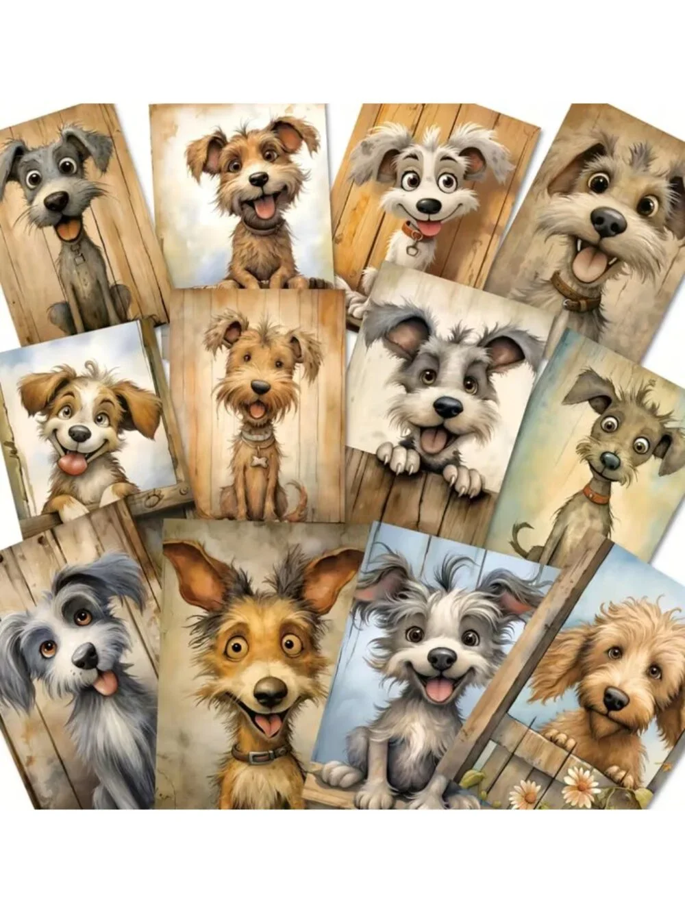 DIY Paper Craft Ephemera Scrapbooking Junk Journals Whimsical Dog Illustrations
